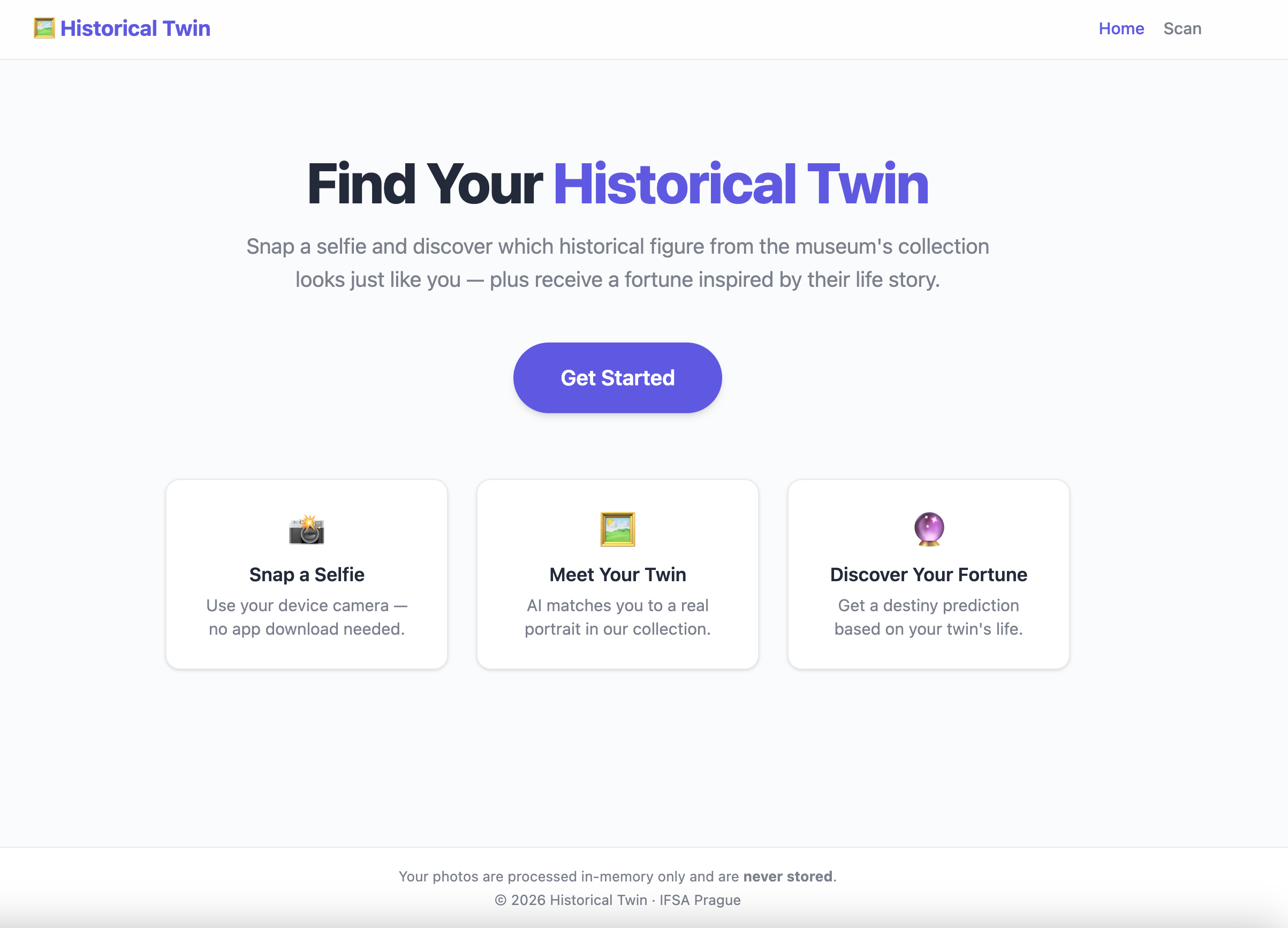 HistoricalTwin Landing Page